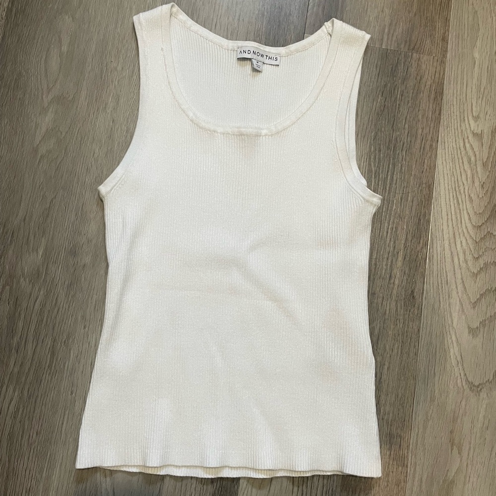 White Ribbed Knit Tank Top - Picture 2 of 4